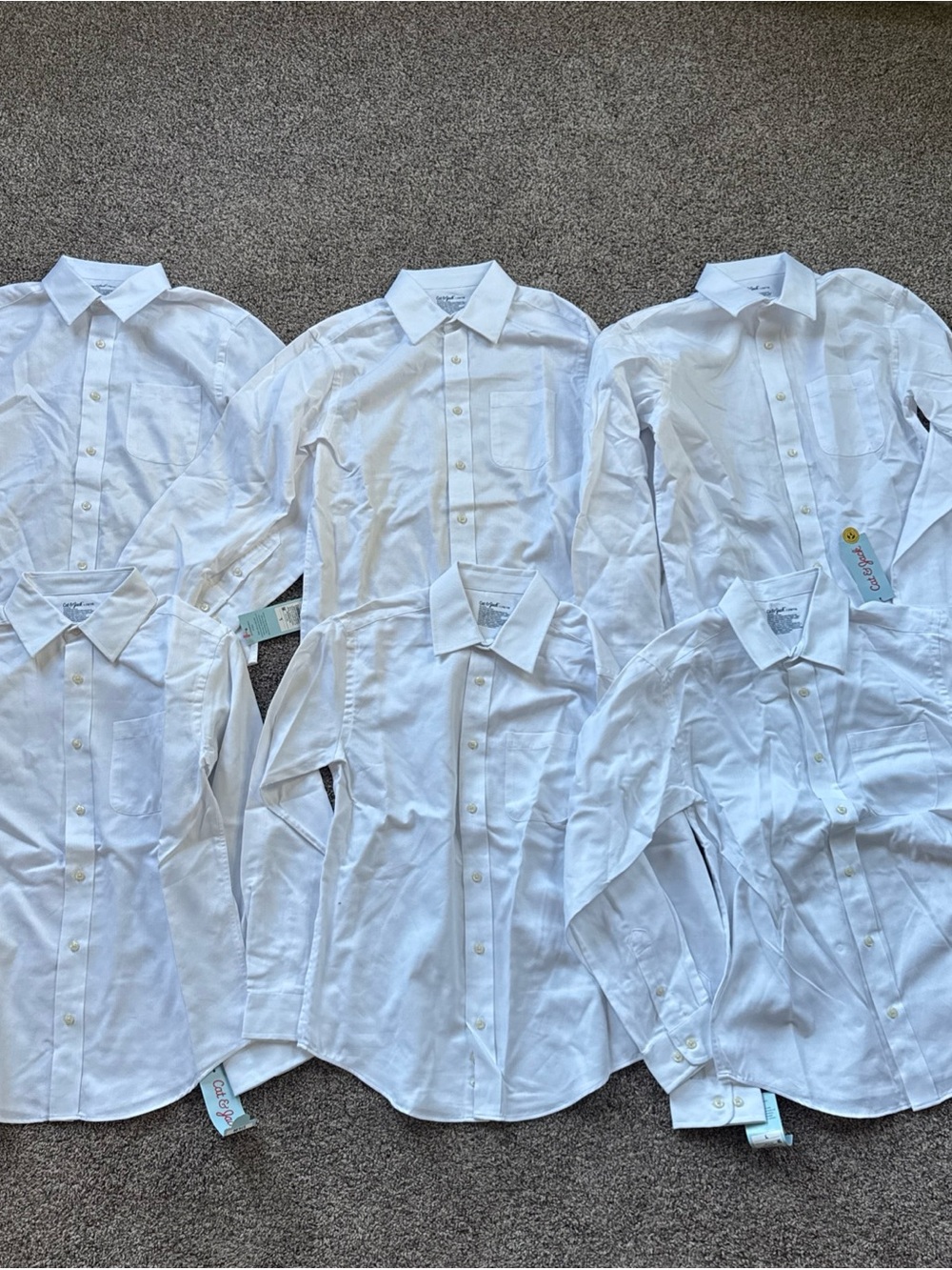 Cat & Jack Boys Large 10/12 White Classic Collar Dress Shirt nwt lot of 6
